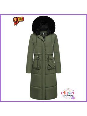 MOERDENG Women's Long Winter Puffer Coat Waterproof Warm Maxi Down Jacket